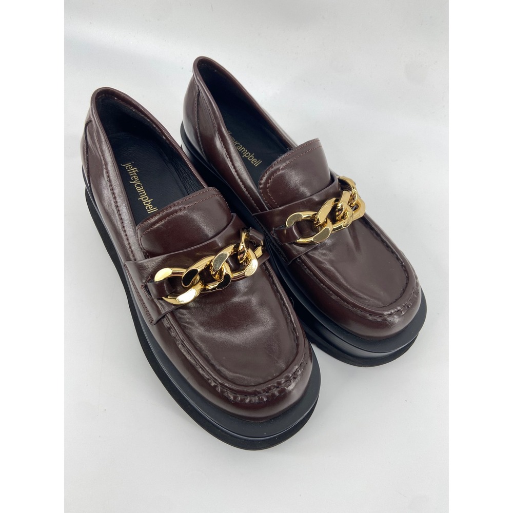 Jeffrey Campbell Loafers Womens 9 Burgundy Recess Chain‎ Platform Academia Lugg
